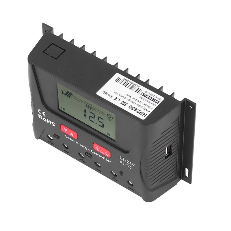 30A 12V/24V PWM Solar Charge Controller Regulator LCD Display Automatic