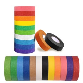 Colored Masking Tape, 12 RollsRainbow Colors Painters Tape Colorful Craft Art Paper for Kids Labeling Arts Crafts DIY Decorative Coding Decoration Teaching Supplies