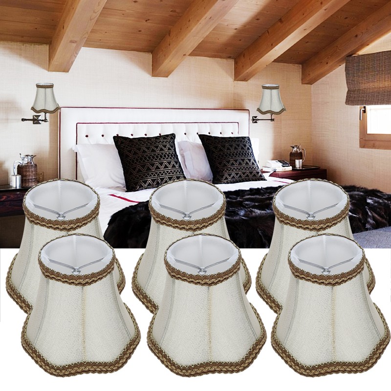 6Pcs Desktop Table Lamp Cover Fabric Lampshade Accessory for E14