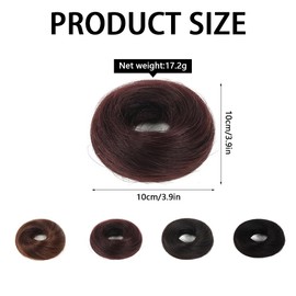 FDEETY Hairpiece with Elastic Band, Bun Hairpiece, Hair Scrunchie with Hair, Curly Synthetic Hair Extensions, Hair Bun Hairpieces for Women, Girls (Dark Brown)