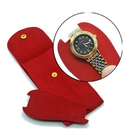 xianshengle Watch Pouch, Watch Roll, Watch Travel Case for Men and Women Portable Velvet Watch Pouch Watch Storage Bag ​and Organizer Protective Watch Box Pouch with (Red)