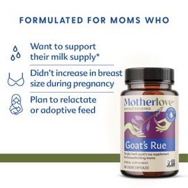 Motherlove Motherlove Goat's Rue Vegan Capsules (120ct) Herbal Lactation Supplement to Enhance Mammary Tissue Development & Breast Milk Supply for Breastfeeding MomsUSDA Organic Herbs, Non-GMO, Vegan