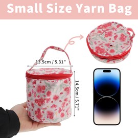 CAPASTEC Small Yarn Bag, Knitting Bags, Yarn Storage Organiser, Crochet Bag, Mini Yarn Drum Case for Storing Knitting and Crochet Supplies, Yellow Grey