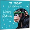Cute 21st Birthday Card Another Year Older Funny Cool Monkey
