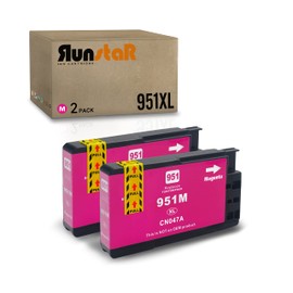 Run Star 2 Packs 951XL Magenta Compatible Ink Cartridge Replacement for HP 951XL 951 use for OfficeJet Pro 251DW 271DW 276DW 8100 8600 8610 8615 8620 8625 8630 8640 8660 Printer (2 Magenta)