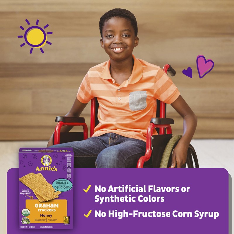 Annie's Organic Honey Graham Crackers, Made With Whole Grain, 14.4