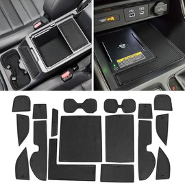 Auovo Cup Holder Inserts Liners Compatible with Honda CRV Accessories 2023 2024 2025 CR-V Door Slot Pad Car Interior Non-Slip Dust Mat Center Console Door Liners (17PCS/Set) (Black)