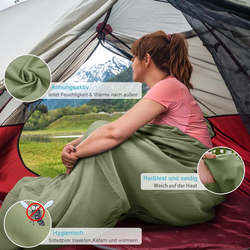 LSTRAGY Cabin Sleeping Bag, 2-in-1 Microfibre Sleeping Bag with Full