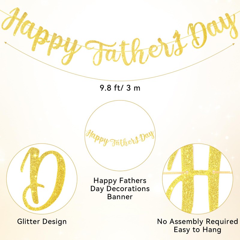 Glitter Happy Father’s Day Banner Sign Fathers Day Wall Door