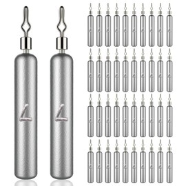 Gefischtter 40pcs Fishing Drop Shot Weights Lead Fishing Sinkers Skinny Pencil Sinkers Fishing Weights Kit Snagless Sinker Rig for Saltwater and Freshwater(7g)