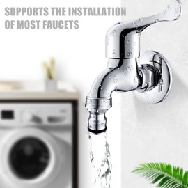 Hose Coupling Adapter Tap Garden Hose Connection M22 Female Thread and M24 Male Thread Tap Connector Tap Adapter Brass Hose Connection Tap Attachment 2 Tap Pieces (Silver)