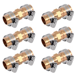 6 Pack Garden Hose Repair Connector with Stainless Steel Clamps, 5/8 Inch Aluminium Garden Hose Repair Kit
