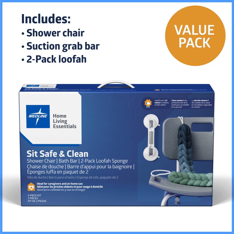 Medline 3-in1 Bath Essentials Kit for Caregivers, Seniors and Adults: