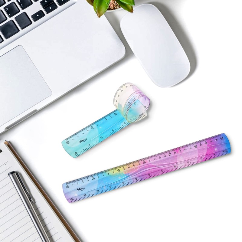 Grevosea 2-Piece Flexible Ruler, 30cm/12inch Plastic Straight Edge Ruler, Soft