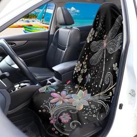 JOAIFO Fashion Floral Dragonfly Print Car Front Car Seat Towel Cover After Gym Swimming Yoga,Waterproof Seat Protector Covers for Cars,Trucks,Vans & SUV