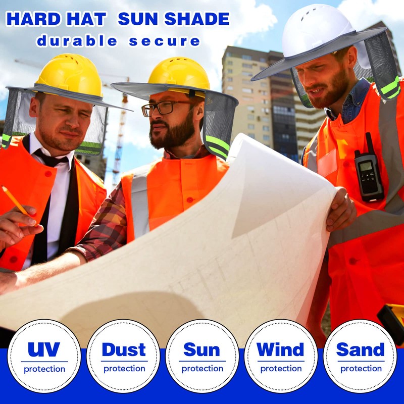 10 Pack Hard Hat Sun Shade Full Brim Neck Cover,