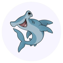 24 x 40mm Round 'Hammerhead Shark' Stickers (SK00042215)