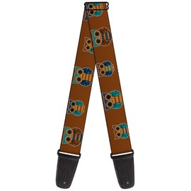 Buckle-Down Guitar Strap Owls Brown Pastel 2 Inches Wide