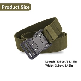 xolear Men's Tactical Belt, Adjustable Military Belt with Quick Release Metal Buckle, 3.8 cm Nylon Tactical Belt, Work Belt Men, for Outdoor Military Hunting Hiking, Army Green