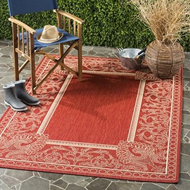 Safavieh Courtyard Collection CY2965 Indoor/ Outdoor Area Rug, 9' x 12', Red / Natural
