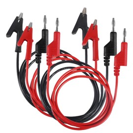 Dealikee 2pcs Crocodile Alligator Clips with 2pcs Banana Plugs, 15A Test Lead Wire Cable with Insulators Clips with 4mm Stackable Banana Plug for Multimeter, Electrical Test Wire 1000V/15A, 3.3 ft/1m