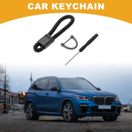 Partuto 1 Set Universal Car Keychain - Car Home Women Men Key Chain with Ring Durable - PU Leather Zinc Alloy Black