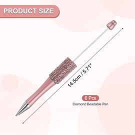 PATIKIL Diamond Beadable Pens, 6 Pcs Plastic Black Ink Bead Pen Creative DIY Ballpoint Pens for Teacher Office DIY Crafts Party Decorations Handmade Supplies, Pink