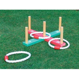 MantraRaj Kids Junior Classic Fun Original Wooden Ring Toss Game Perfect for Garden Games and Garden Toys Outdoor Family Hoops Rope Quoits Games Set