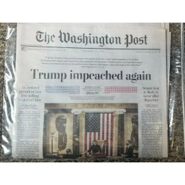 Washington Post & New York Times Trump Impeached Newspaper 1/14/2021 MailedFlat