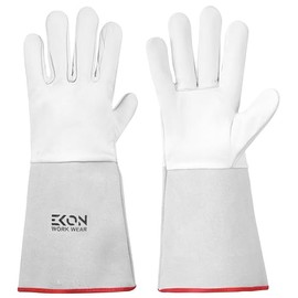 Ekon Tig Welding Gloves Made From Soft Grain Leather Leather Welding Gloves TIG Welding Protective Gloves For Welding, Gardening, BBQ, Metal Work Gauntlets (Large 3 Pairs)