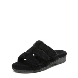 Vionic Adjustable Open-toe Slipper With Orthotic Arch Support Black - 6 Medium