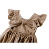 Dutebare Kid Little Girl Ruffle Dress Cotton Linen Backless Casual