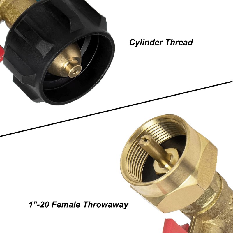 Propane Refill Adapter with Valve and Gauge, Fill 1 Lb