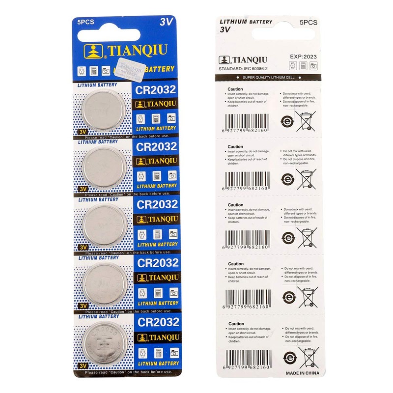 TIANQIU 2032 Battery (CR2032/ DL2032/ E-CR2032/ SB-T51/ LF1/ 2V) Lithium