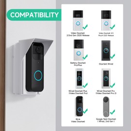 Ayotu Waterproof Adjustable 30 to 60 Degree Angle Mount for Blink Video Doorbell, Nest Doorbell (Wired), Video Doorbell Wired/Pro/Pro 2/4/3/3 Plus/2nd Gen (2020 Release)/2/1, White