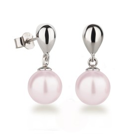 Schöner SD, Shiny Jewellery Set with 10 mm Pearl Earrings & Necklace with Pendant, 925 Silver Rhodium, Silver