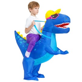 LUVSHINE Inflatable Dinosaur Costume Riding T-Rex Air Blow Up Easter Costume. Suitable for Outdoor Activities, Parties, Blue Child(14+)