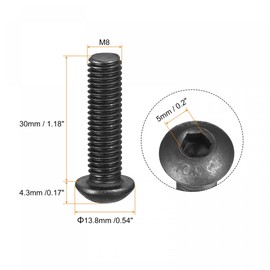 TA-VIGOR 10Pcs M8 x 30mm Alloy Steel Button Head Hex Socket Cap Screws, Flanged Button Bolts Nuts Hex Drive Fastener for Machine