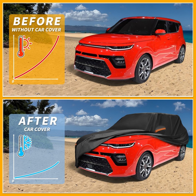Partuto Car Cover Waterproof All Weather Sun Rain Protection Full