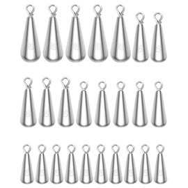 QWORK 25 Piece Fishing Drop Shot Lead Set, Lead Fishing, Fishing Sinker Fishing Accessories Set, 4 Sizes, 5g/7g/10g/15g