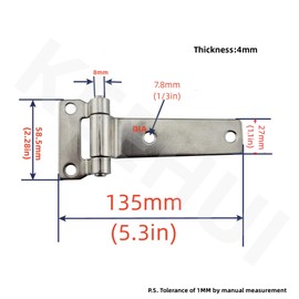 Pair of Stainless Steel 304 T-Shape Door Hatch Hinge L 5.3 in（135mm） for Container Vans Caravans Polish Marine Boat Hardware Counter Back Flap Hinges