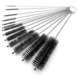 Pack of 13 Cleaning Brushes, Bottle Brush, Stainless Steel Nylon Hose Brush Set for Filter, Teapot, Straws (Black)