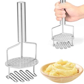 Foribyw 2 in 1 Stainless Steel Potato Masher, Dual-Press Potato Ricer Masher, Baby Food Fruit & Vegetable Masher Ricer, Professional Hand Food Smasher Tool for Banana Avocado Pumpkin Bean Carrot