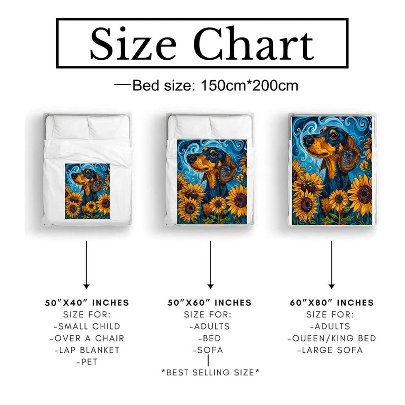 Bidesk Cute Dachshund Blanket - Ultra Soft, Cozy, Lightweight, Warm