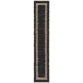 Unique Loom Chindi Jute Collection Area Rug (1' 2" x 5' 1" Table Runner Black/Navy Blue)