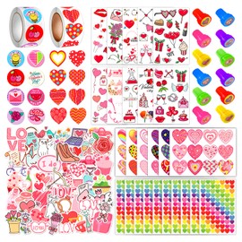 Cerlaza 1100pcs Valentine's Day Stickers Pack, Sweet Heart Stickers for Kids Valentine Goodie Bag Fillers, Cute Love Stickers for Envelopes/Cards, Party Decoration Supplies