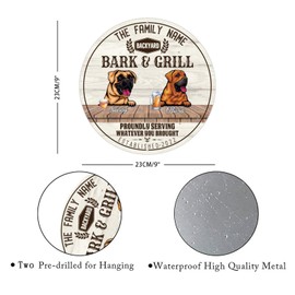 Boxer & Tosa Inu Dog Sign Backyard Bar Grill Welcome Metal Sign Custom Signs Dog Name Wall Art Farmhouse Rustic Wall Decor Porch Decor Man Cave Coffee Bar Sign Beer Signs Indoor/Outdoor Use