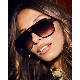 Pro Acme Retro Aviator Sunglasses Women Men,Vintage Square 70s Flat Trendy UV400 Protection Shades(Tortoiseshell Frame Gradient Blue Grey Lens)