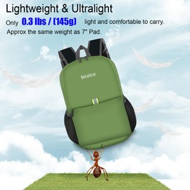 Bekahizar 20L Ultra Lightweight Backpack, Rucksack Hiking Daypack Travel Day Bag for Men Women Kids Outdoor Camping Mountaineering Walking Cycling Climbing (Green)