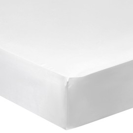 PiccoCasa Fitted Sheet Satin Bed Sheet 200 x 200 cm Fitted Sheet up to 35 cm Topper Height with Elastic Band White 200 x 200 x 35 cm